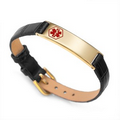 Makenna Medical Black Leather and Gold Bracelet